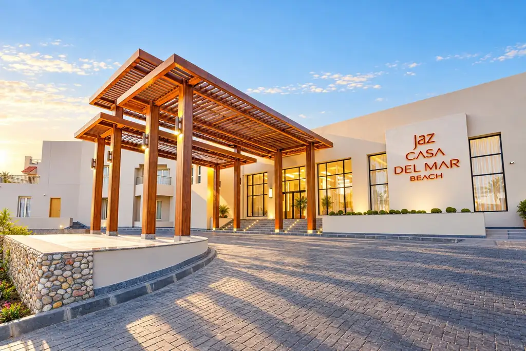 KI-Illustration: Eingang im JAZ Elite Casa Del Mar Beach